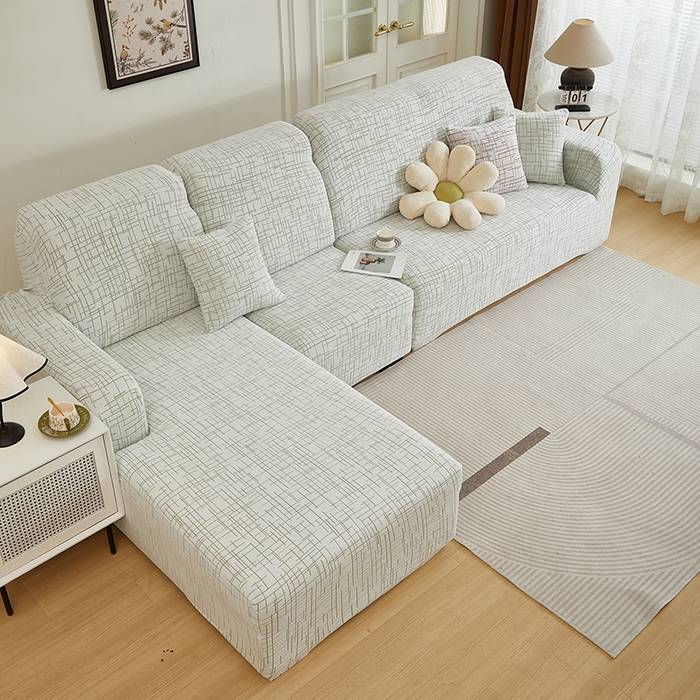 91家纺网 家纺一手货源 找家纺 丝绮鹿 2025新款极简系列-沙发套松紧款（贵妃图） 极简-绿