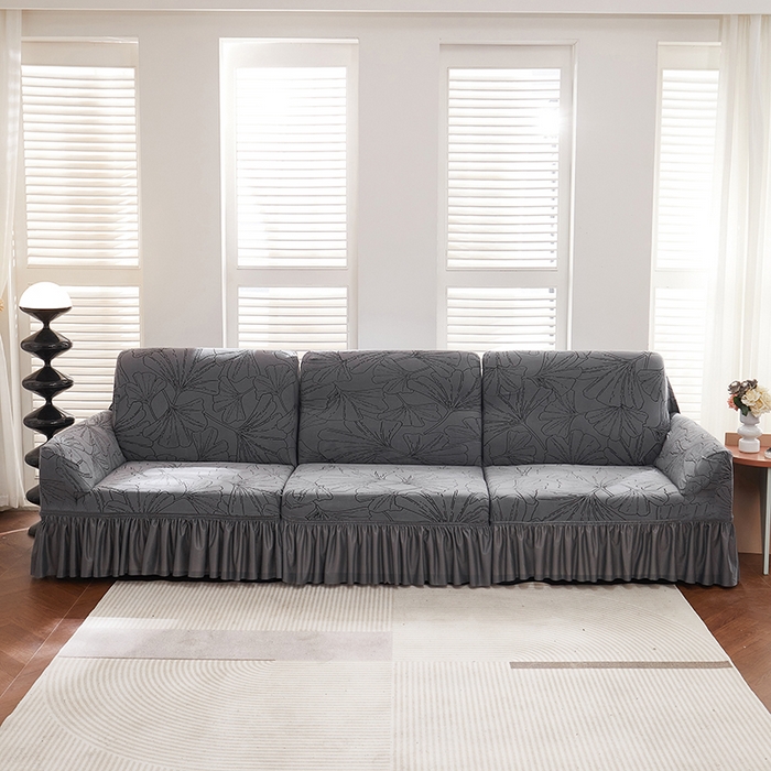 丝绮鹿 2025新款银杏叶系列-沙发套裙边款 绅士灰