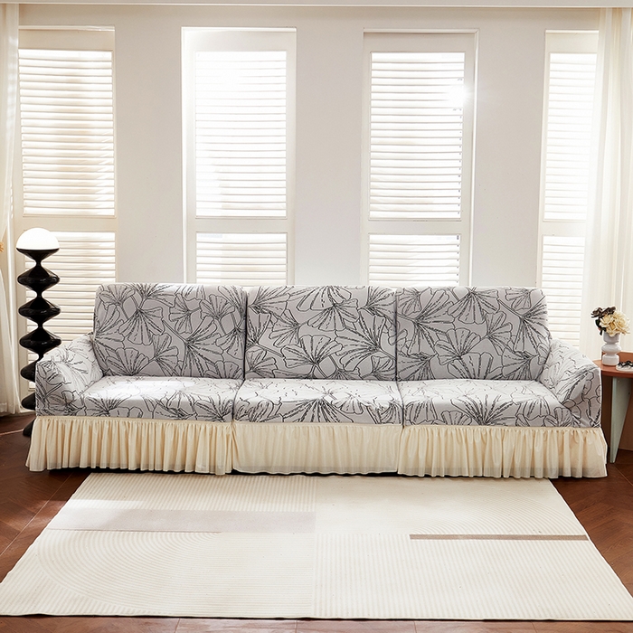 丝绮鹿 2025新款银杏叶系列-沙发套裙边款 象牙白