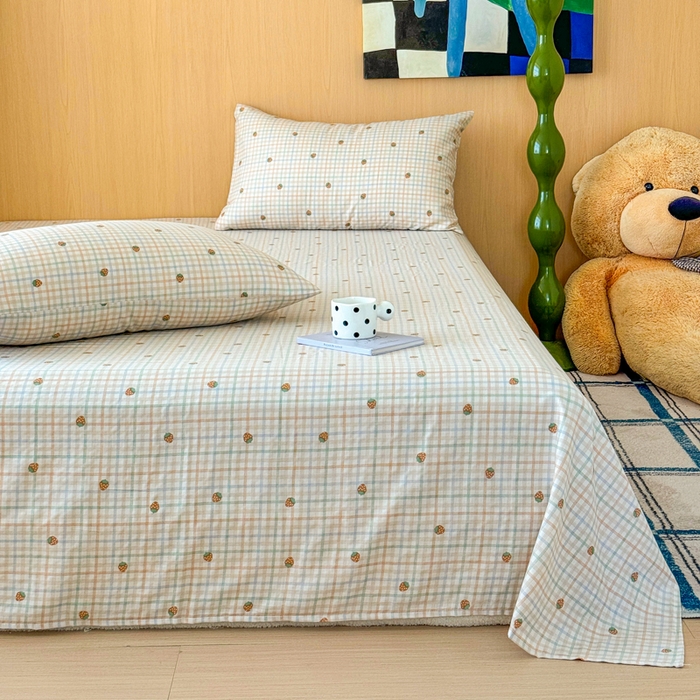 91家纺网 家纺一手货源 找家纺 （总）感遇家纺 2025新款全棉双层纱单品床单床笠枕套-单床单