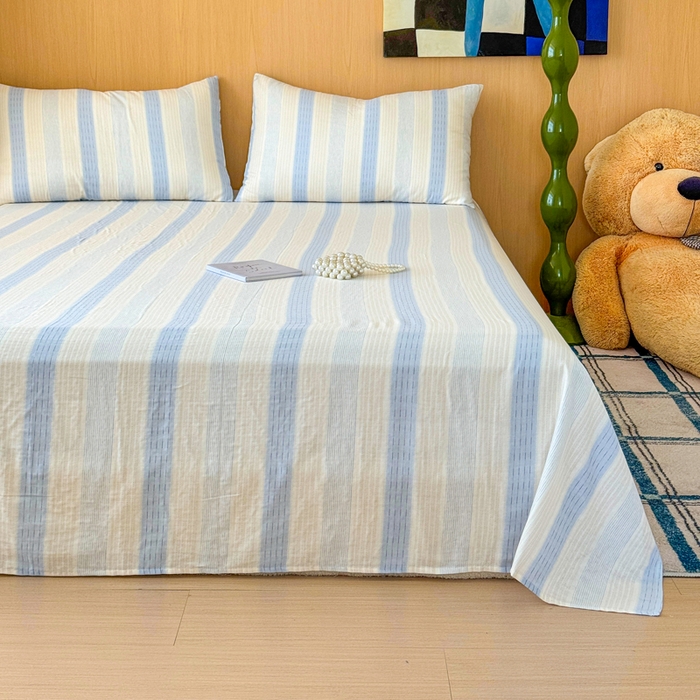 91家纺网 家纺一手货源 找家纺 （总）感遇家纺 2025新款全棉双层纱单品床单床笠枕套-单床单