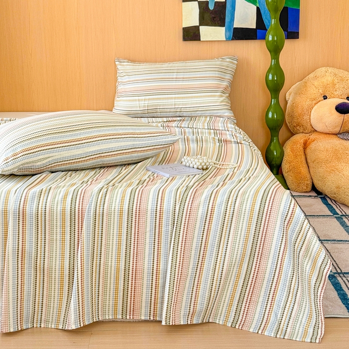 91家纺网 家纺一手货源 找家纺 （总）感遇家纺 2025新款全棉双层纱单品床单床笠枕套-单床单