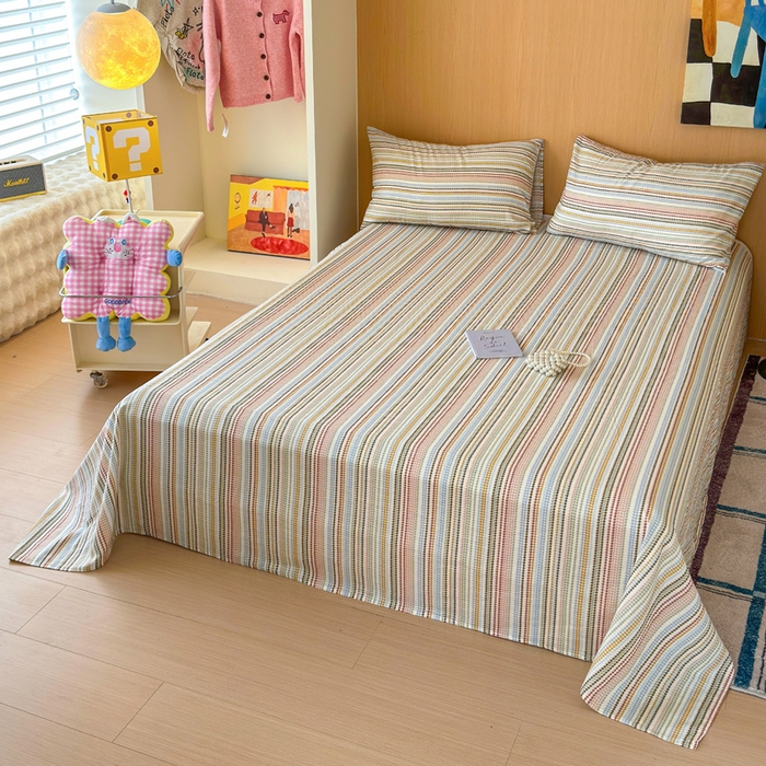 91家纺网 家纺一手货源 找家纺 （总）感遇家纺 2025新款全棉双层纱单品床单床笠枕套-单床单