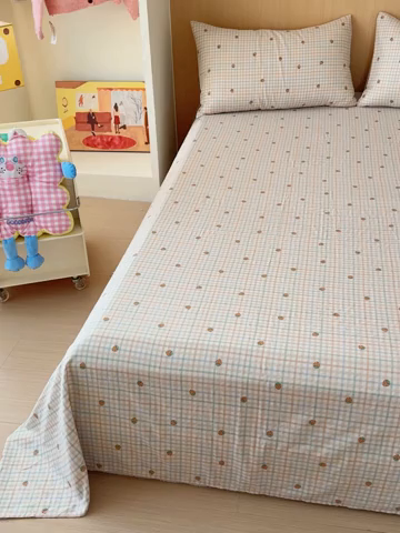 91家纺网 家纺一手货源 找家纺 （总）感遇家纺 2025新款全棉双层纱单品床单床笠枕套-单床单