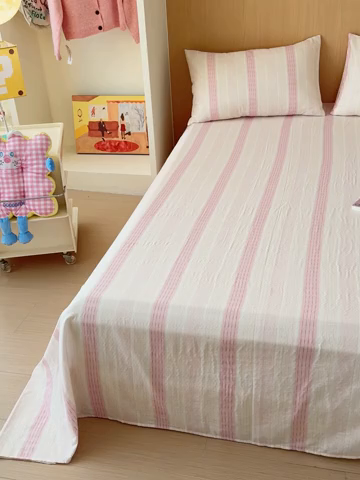 91家纺网 家纺一手货源 找家纺 （总）感遇家纺 2025新款全棉双层纱单品床单床笠枕套-单床单