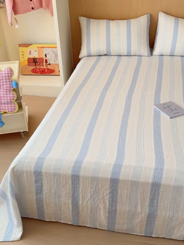 91家纺网 家纺一手货源 找家纺 （总）感遇家纺 2025新款全棉双层纱单品床单床笠枕套-单床单