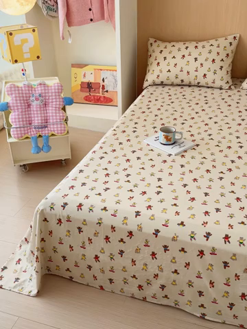 91家纺网 家纺一手货源 找家纺 （总）感遇家纺 2025新款全棉双层纱单品床单床笠枕套-单床单