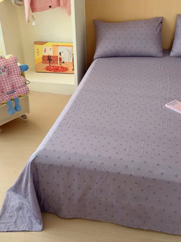 91家纺网 家纺一手货源 找家纺 2025新款全棉双层纱单品床单床笠枕套-单床单 紫樱桃