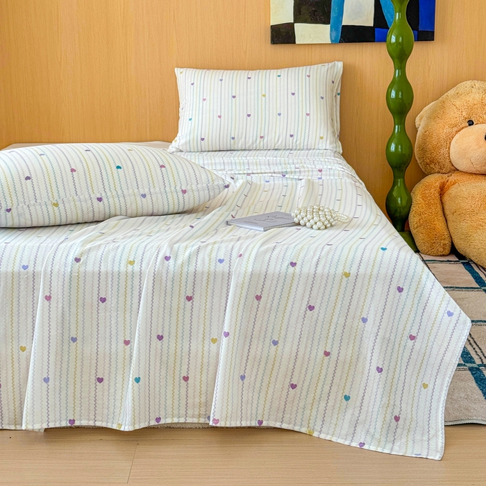 91家纺网 家纺一手货源 找家纺 2025新款全棉双层纱单品床单床笠枕套-单床单 简爱