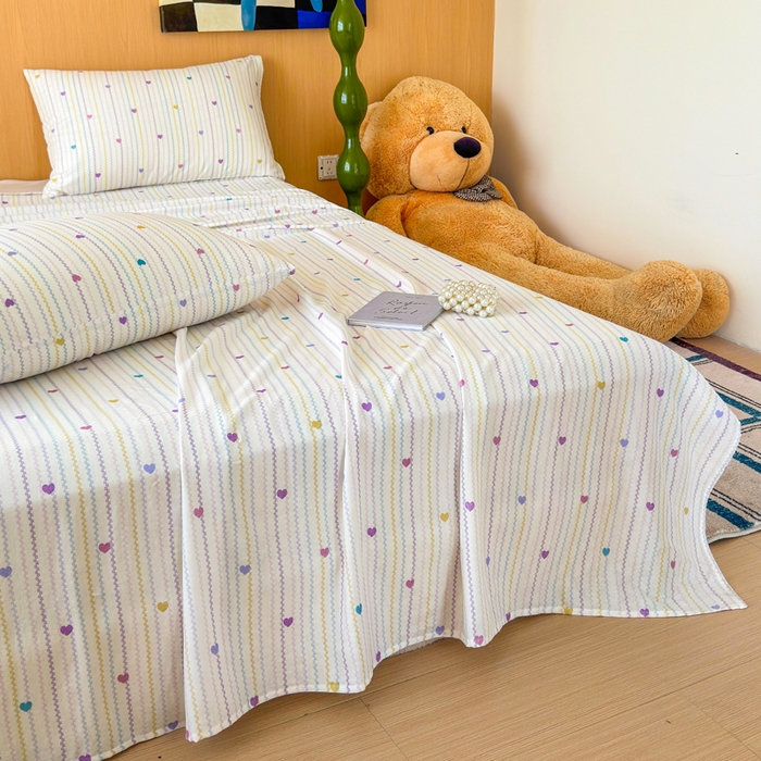 91家纺网 家纺一手货源 找家纺 2025新款全棉双层纱单品床单床笠枕套-单床单 简爱