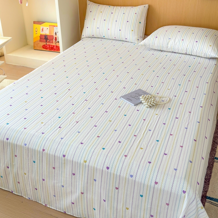 91家纺网 家纺一手货源 找家纺 2025新款全棉双层纱单品床单床笠枕套-单床单 简爱