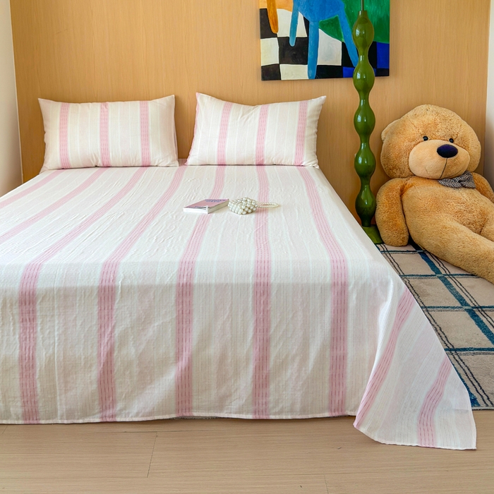 2025新款全棉双层纱单品床单床笠枕套-单床单 简爱粉