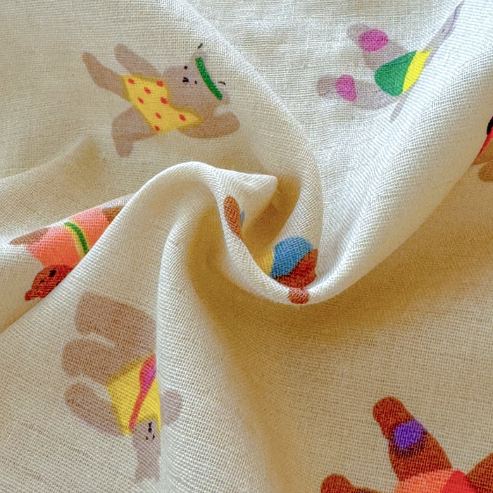 91家纺网 家纺一手货源 找家纺 2025新款全棉双层纱单品床单床笠枕套-单床单 啾啾熊