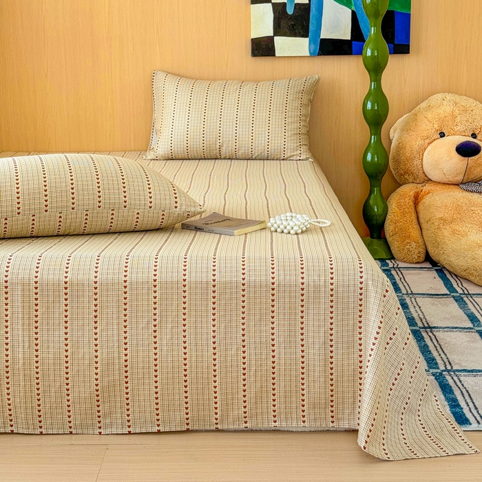 91家纺网 家纺一手货源 找家纺 2025新款全棉双层纱单品床单床笠枕套-单床单 摩卡