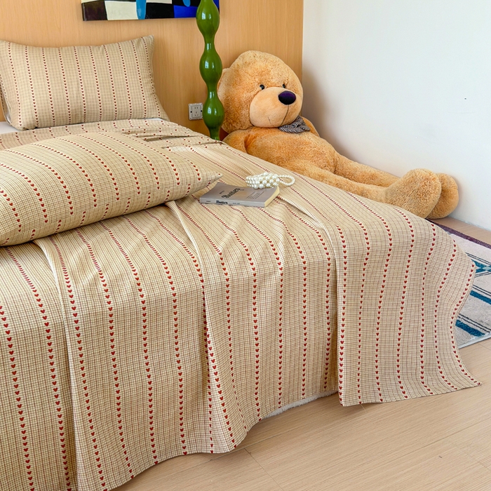 91家纺网 家纺一手货源 找家纺 2025新款全棉双层纱单品床单床笠枕套-单床单 摩卡