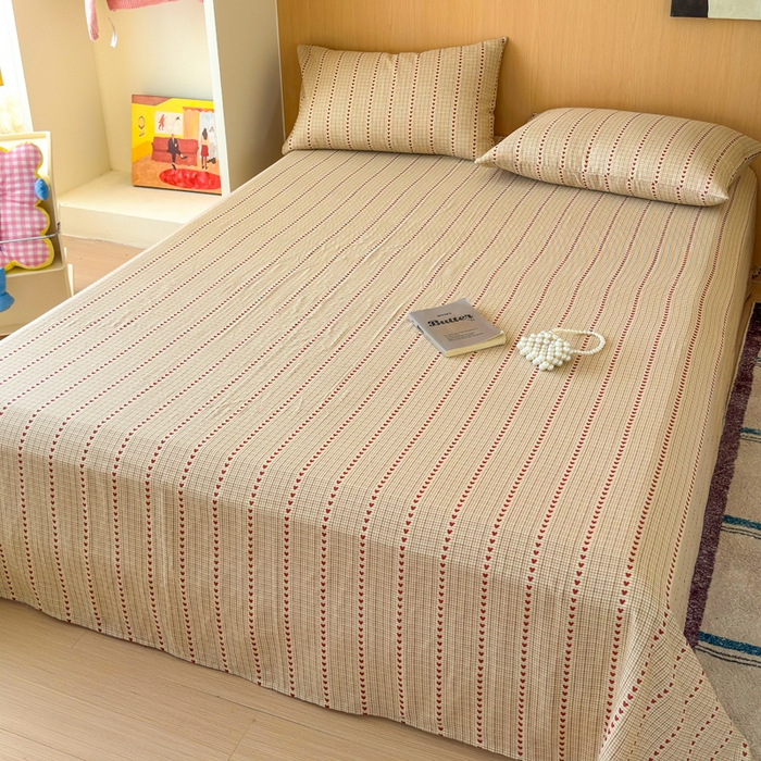 91家纺网 家纺一手货源 找家纺 2025新款全棉双层纱单品床单床笠枕套-单床单 摩卡