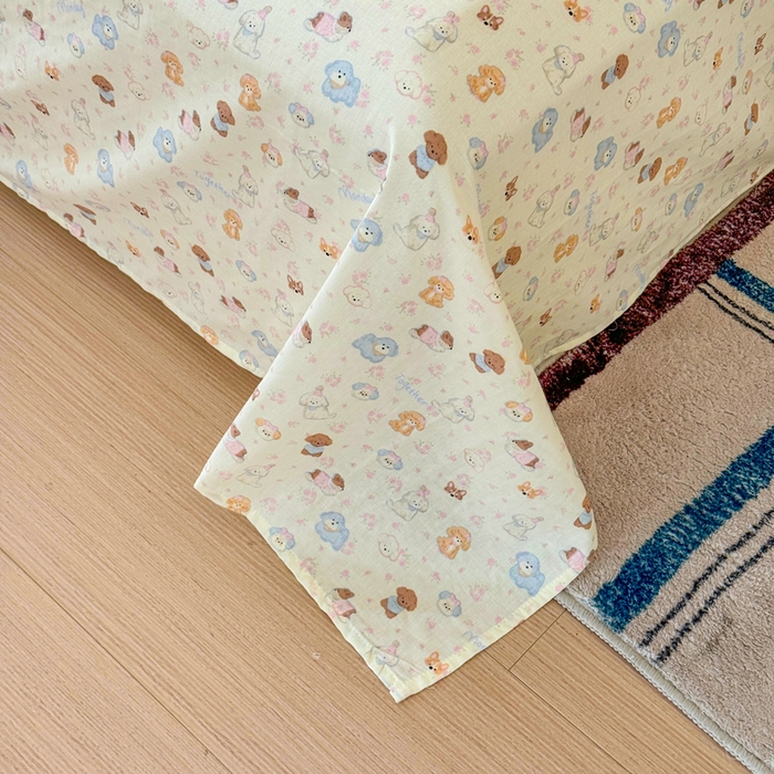 91家纺网 家纺一手货源 找家纺 2025新款全棉双层纱单品床单床笠枕套-单床单 软萌萌