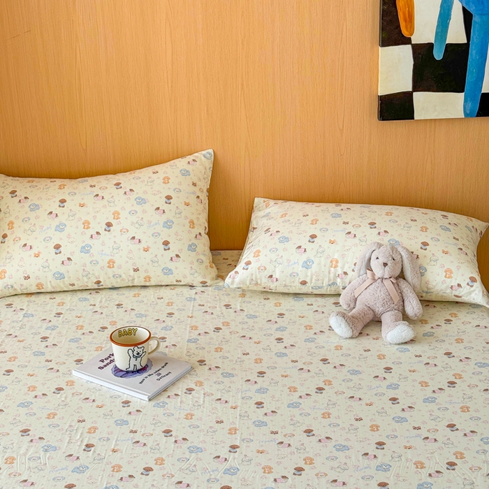 91家纺网 家纺一手货源 找家纺 2025新款全棉双层纱单品床单床笠枕套-单床单 软萌萌