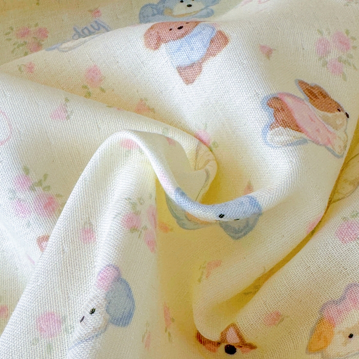 91家纺网 家纺一手货源 找家纺 2025新款全棉双层纱单品床单床笠枕套-单床单 软萌萌