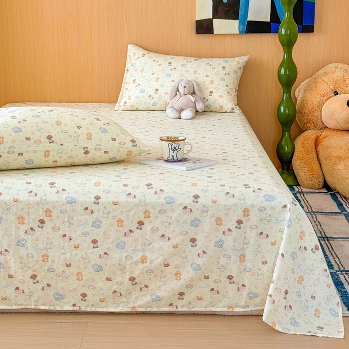 91家纺网 家纺一手货源 找家纺 2025新款全棉双层纱单品床单床笠枕套-单床单 软萌萌