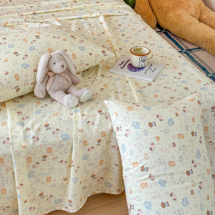 91家纺网 家纺一手货源 找家纺 2025新款全棉双层纱单品床单床笠枕套-单床单 软萌萌