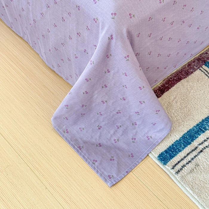 91家纺网 家纺一手货源 找家纺 2025新款全棉双层纱单品床单床笠枕套-单床单 紫樱桃