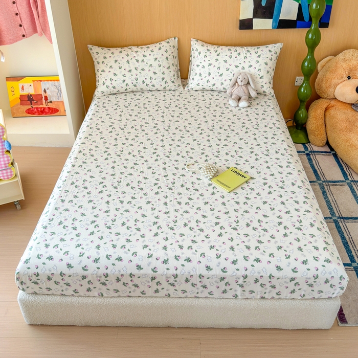 91家纺网 家纺一手货源 找家纺 （总）感遇家纺 2025新款全棉双层纱单品床单床笠枕套-单床笠