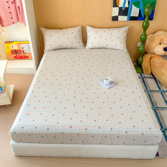 91家纺网 家纺一手货源 找家纺 （总）感遇家纺 2025新款全棉双层纱单品床单床笠枕套-单床笠