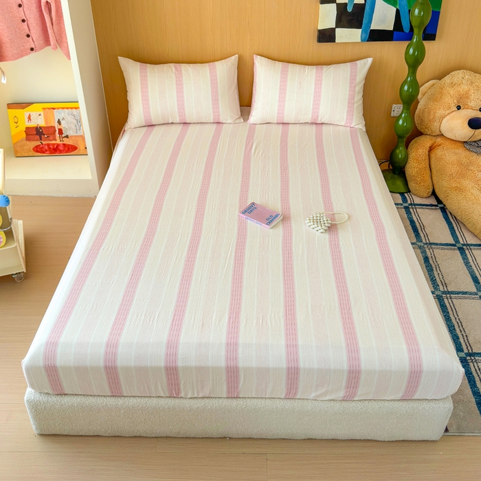 91家纺网 家纺一手货源 找家纺 （总）感遇家纺 2025新款全棉双层纱单品床单床笠枕套-单床笠