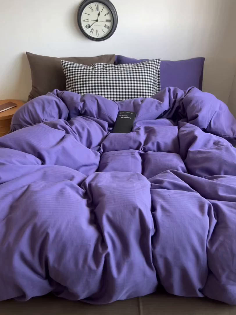 91家纺网 家纺一手货源 找家纺 （总）蜜宿 2025新款全棉人字纹四件套-春日栗子