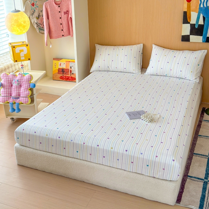 91家纺网 家纺一手货源 找家纺 感遇家纺 2025新款全棉双层纱单品床单床笠枕套-单床笠 简爱