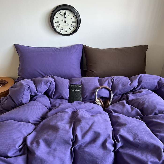 91家纺网 家纺一手货源 找家纺 （总）蜜宿 2025新款全棉人字纹四件套-春日栗子