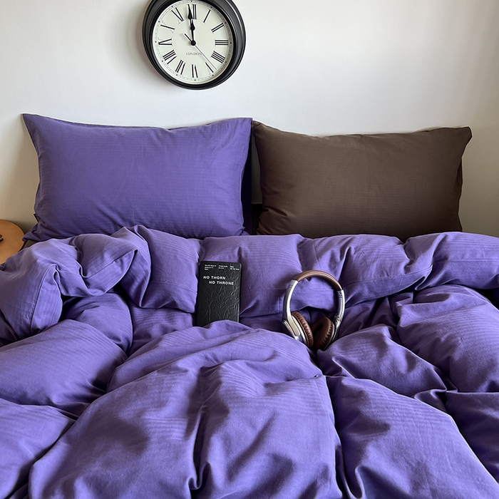 91家纺网 家纺一手货源 找家纺 （总）蜜宿 2025新款全棉人字纹四件套-春日栗子