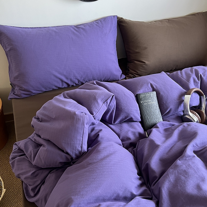 91家纺网 家纺一手货源 找家纺 （总）蜜宿 2025新款全棉人字纹四件套-春日栗子