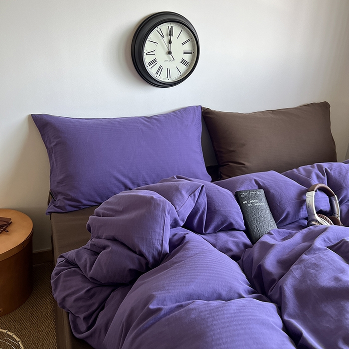 91家纺网 家纺一手货源 找家纺 （总）蜜宿 2025新款全棉人字纹四件套-春日栗子