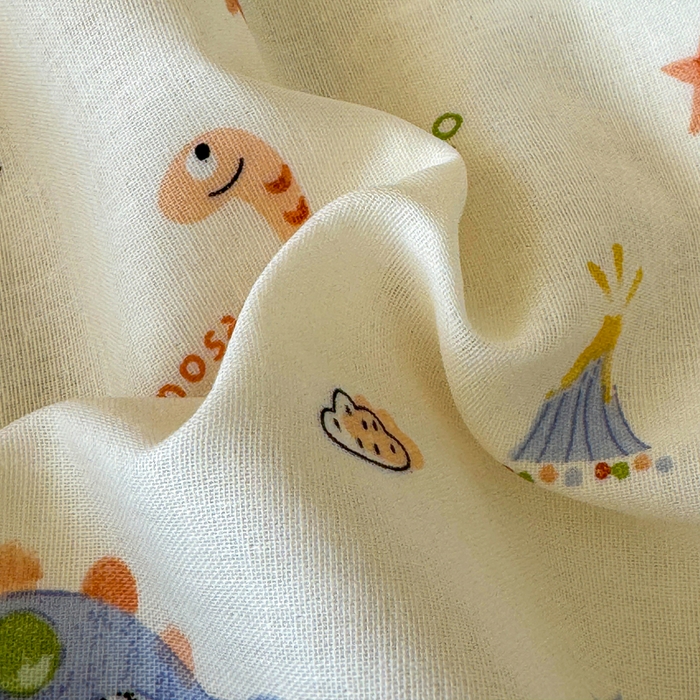 91家纺网 家纺一手货源 找家纺 感遇家纺 2025新款全棉双层纱单品床单床笠枕套-单床笠 恐龙园