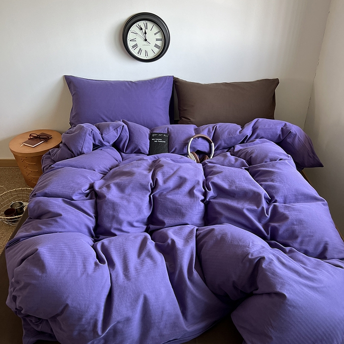 91家纺网 家纺一手货源 找家纺 （总）蜜宿 2025新款全棉人字纹四件套-春日栗子