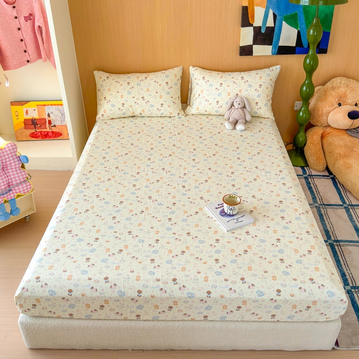 感遇家纺 2025新款全棉双层纱单品床单床笠枕套-单床笠 软萌萌