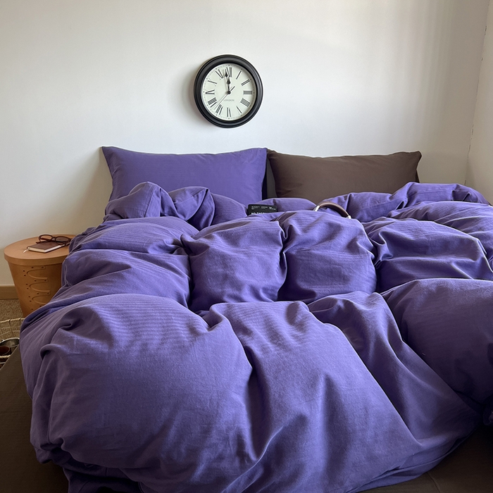 91家纺网 家纺一手货源 找家纺 蜜宿 2025新款全棉人字纹四件套-春日栗子 春日栗子（纯色混搭）