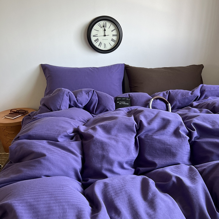 91家纺网 家纺一手货源 找家纺 蜜宿 2025新款全棉人字纹四件套-春日栗子 春日栗子（纯色混搭）