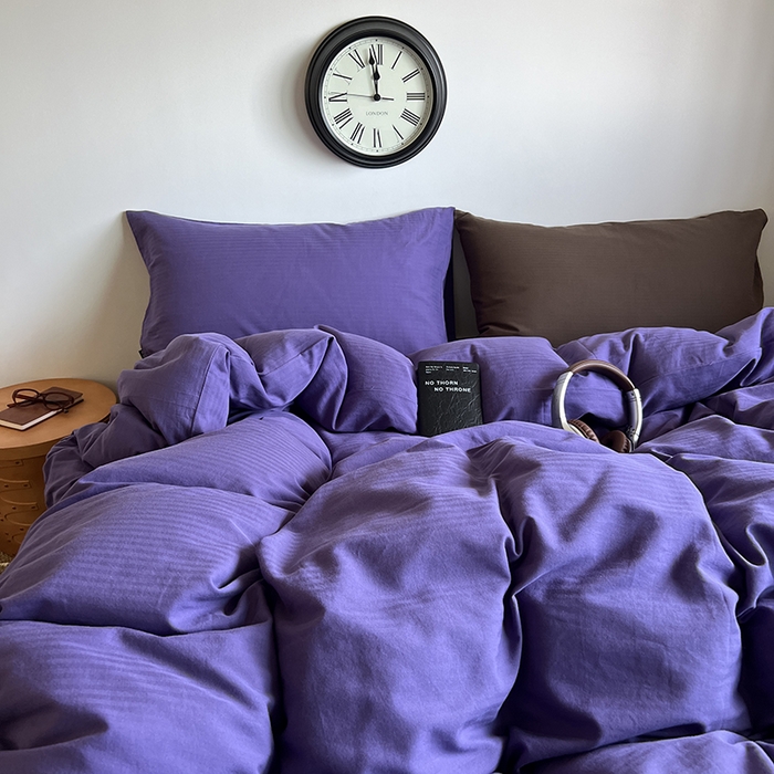 91家纺网 家纺一手货源 找家纺 蜜宿 2025新款全棉人字纹四件套-春日栗子 春日栗子（纯色混搭）