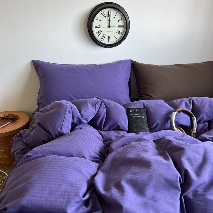 91家纺网 家纺一手货源 找家纺 蜜宿 2025新款全棉人字纹四件套-春日栗子 春日栗子（纯色混搭）