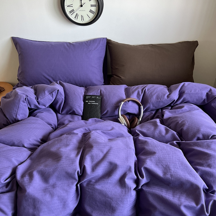 91家纺网 家纺一手货源 找家纺 蜜宿 2025新款全棉人字纹四件套-春日栗子 春日栗子（纯色混搭）