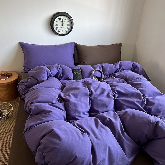 91家纺网 家纺一手货源 找家纺 蜜宿 2025新款全棉人字纹四件套-春日栗子 春日栗子（纯色混搭）