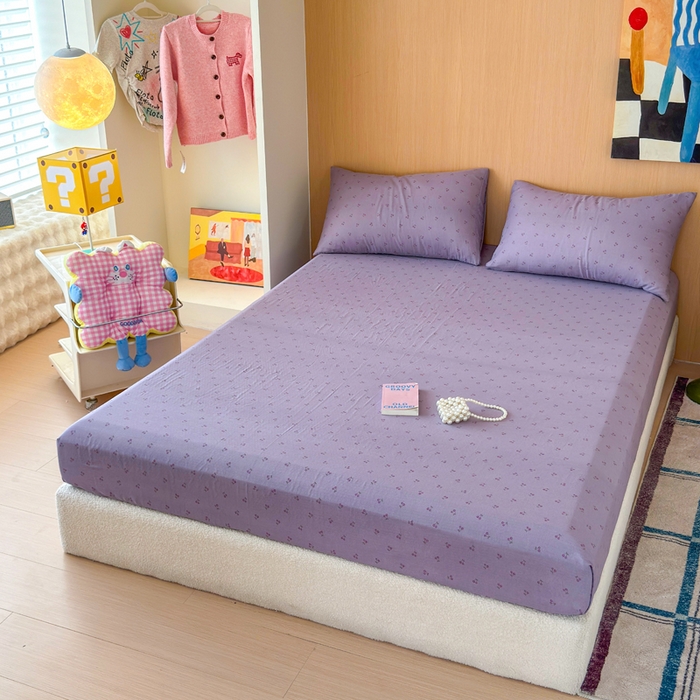 91家纺网 家纺一手货源 找家纺 感遇家纺 2025新款全棉双层纱单品床单床笠枕套-单床笠 软萌萌