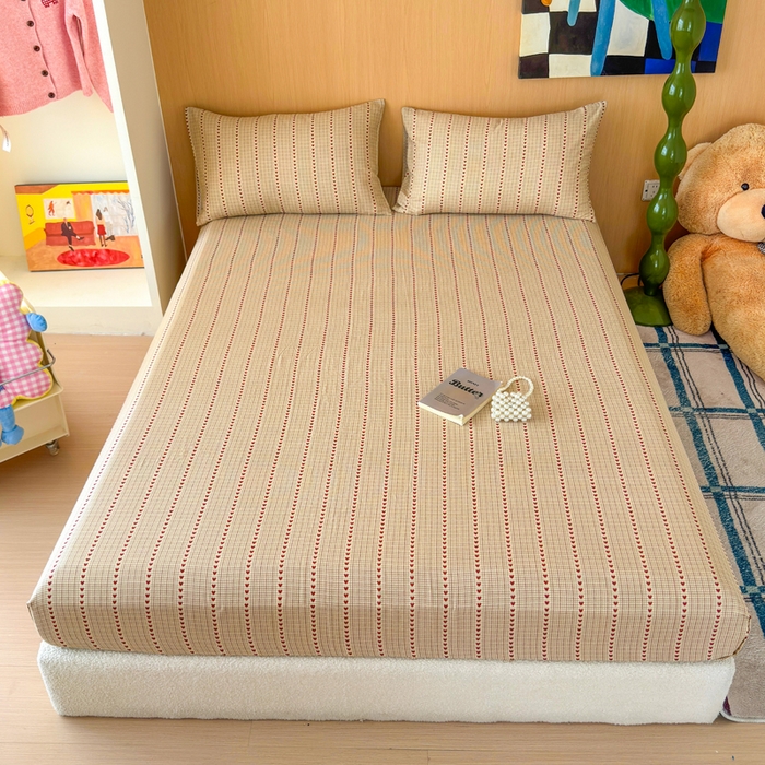 感遇家纺 2025新款全棉双层纱单品床单床笠枕套-单床笠 摩卡