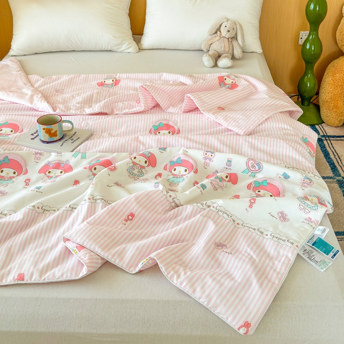 91家纺网 家纺一手货源 找家纺 感遇家纺 2025新款全棉印花夏凉被 粉色甜心