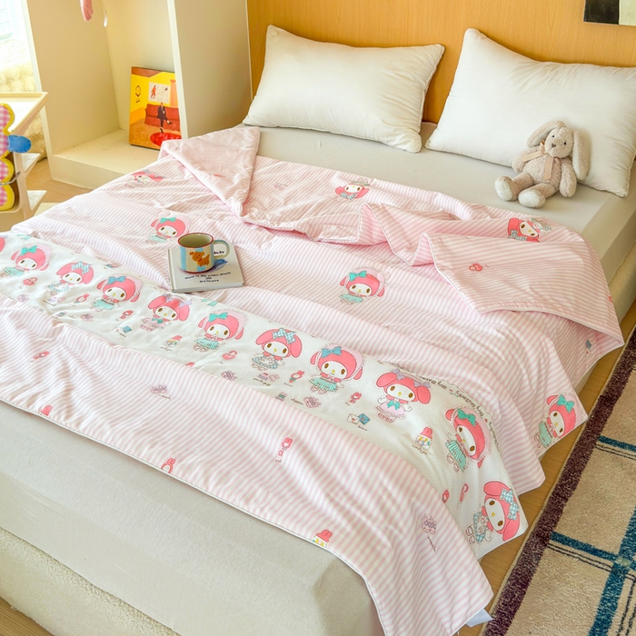 91家纺网 家纺一手货源 找家纺 感遇家纺 2025新款全棉印花夏凉被 粉色甜心