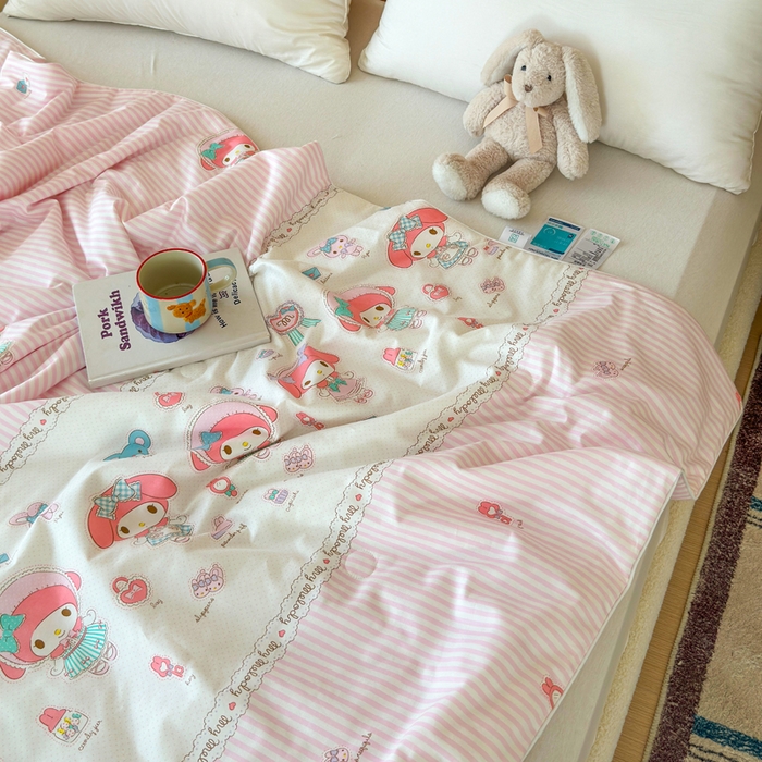 91家纺网 家纺一手货源 找家纺 感遇家纺 2025新款全棉印花夏凉被 粉色甜心