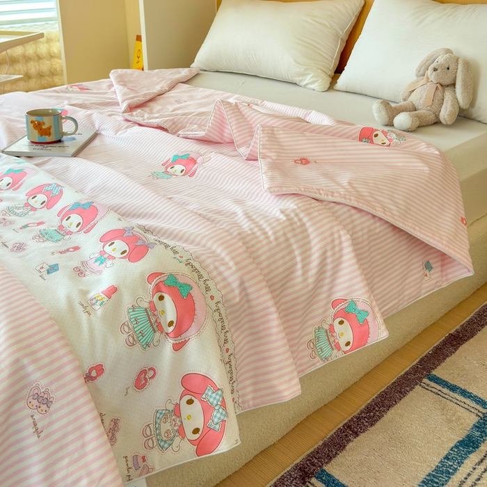 91家纺网 家纺一手货源 找家纺 感遇家纺 2025新款全棉印花夏凉被 粉色甜心